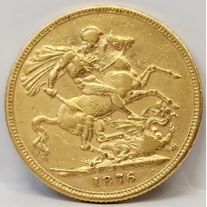 AUSTRALIA 1876 . ONE 1 SOVEREIGN . MELBOURNE . GOLD